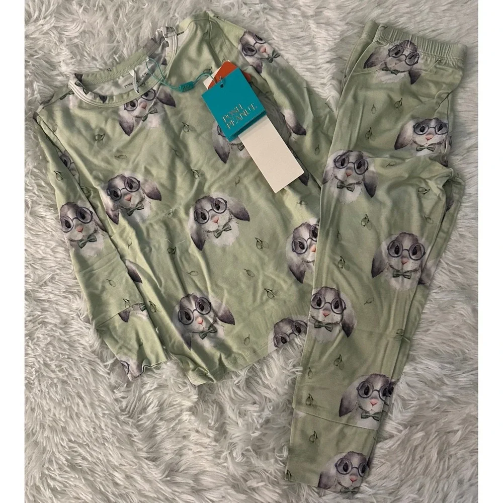 NWT Posh Peanut Benny‎ Easter Bunny 2pc Bamboo Pjs Pajamas 3T/4T